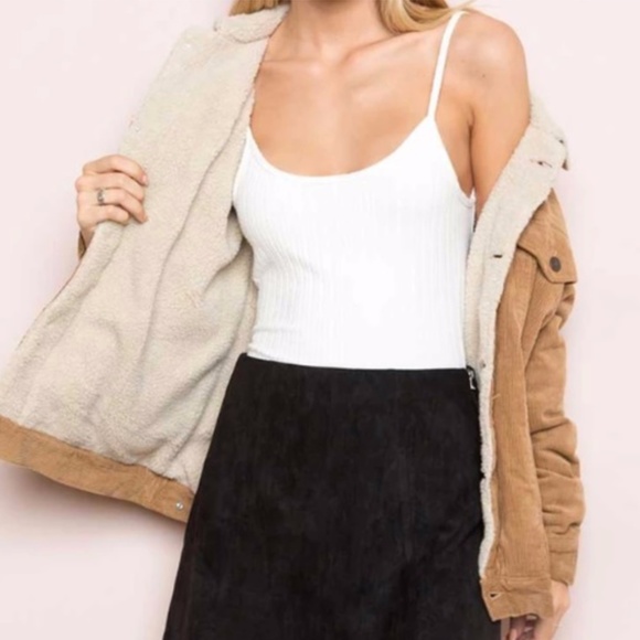 J. Jill Shearling & Corduroy Button Up Jacket, M - Picture 2 of 8